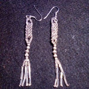 Hand Crafted  Silver Beaded Earrings